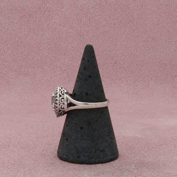 sterling silver round-cut white sapphire & halo ring size 6.75 - Picture 2 of 3